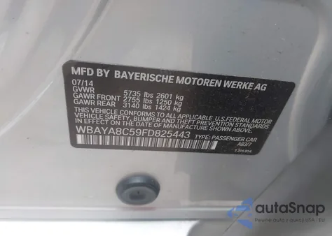 2015 BMW 750I из США, поврежденный, VIN WBAYA8C59FD825443